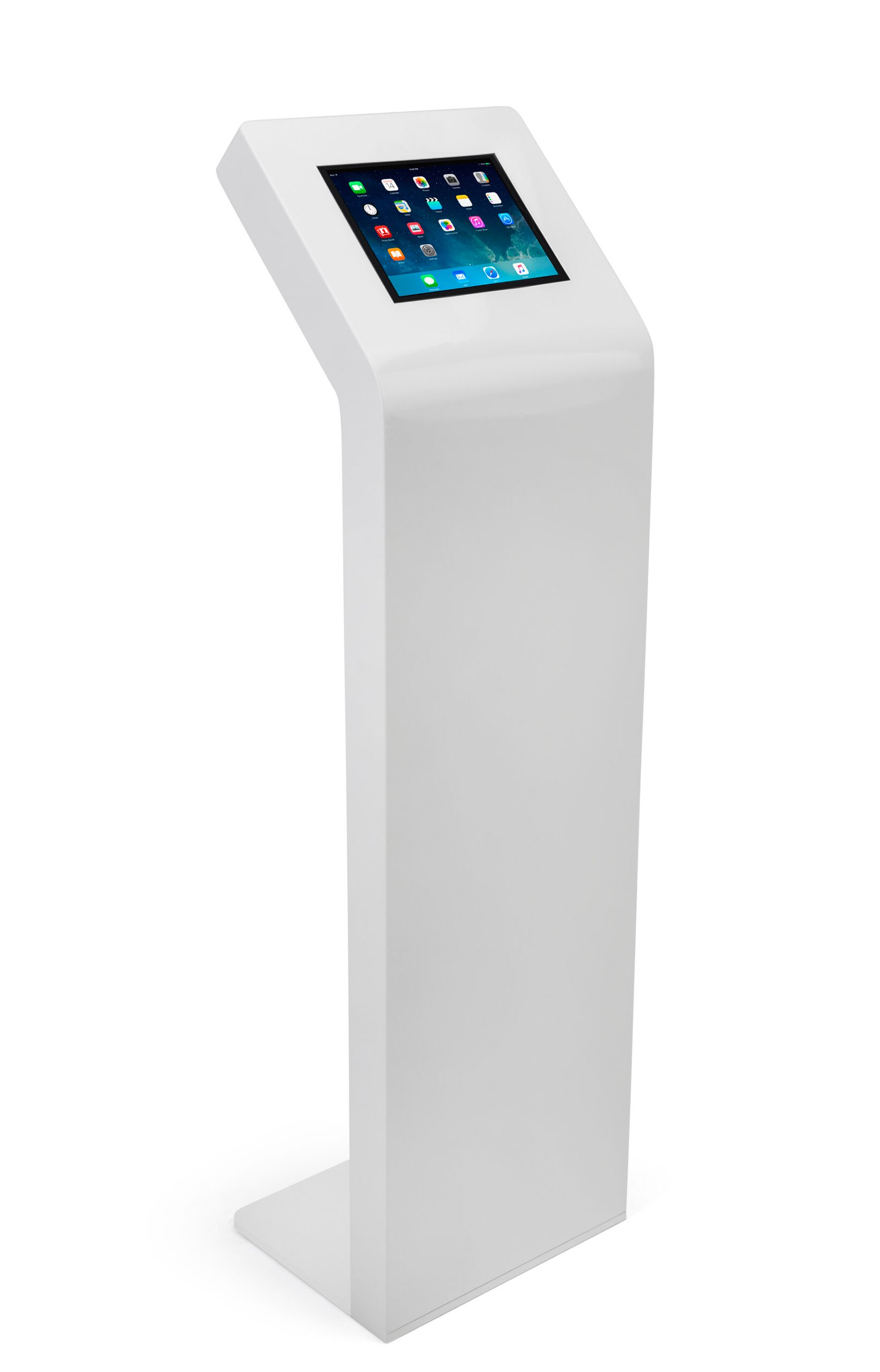Tablet Floor Stand w/ Locking Enclosure, Steel Construction