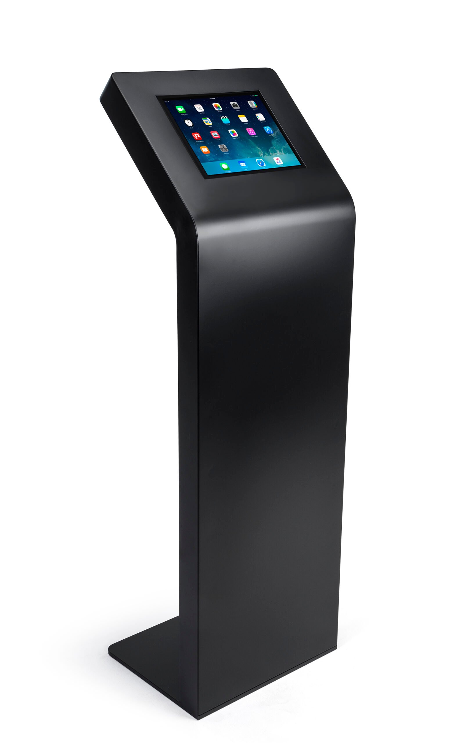 Tablet Floor Stand w/ Locking Enclosure, Steel Construction