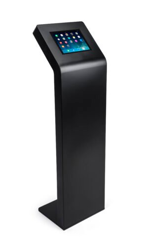 Tablet Floor Stand w/ Locking Enclosure, Steel Construction