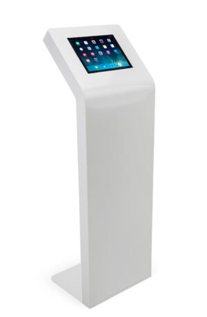 Tablet Floor Stand w/ Locking Enclosure, Steel Construction