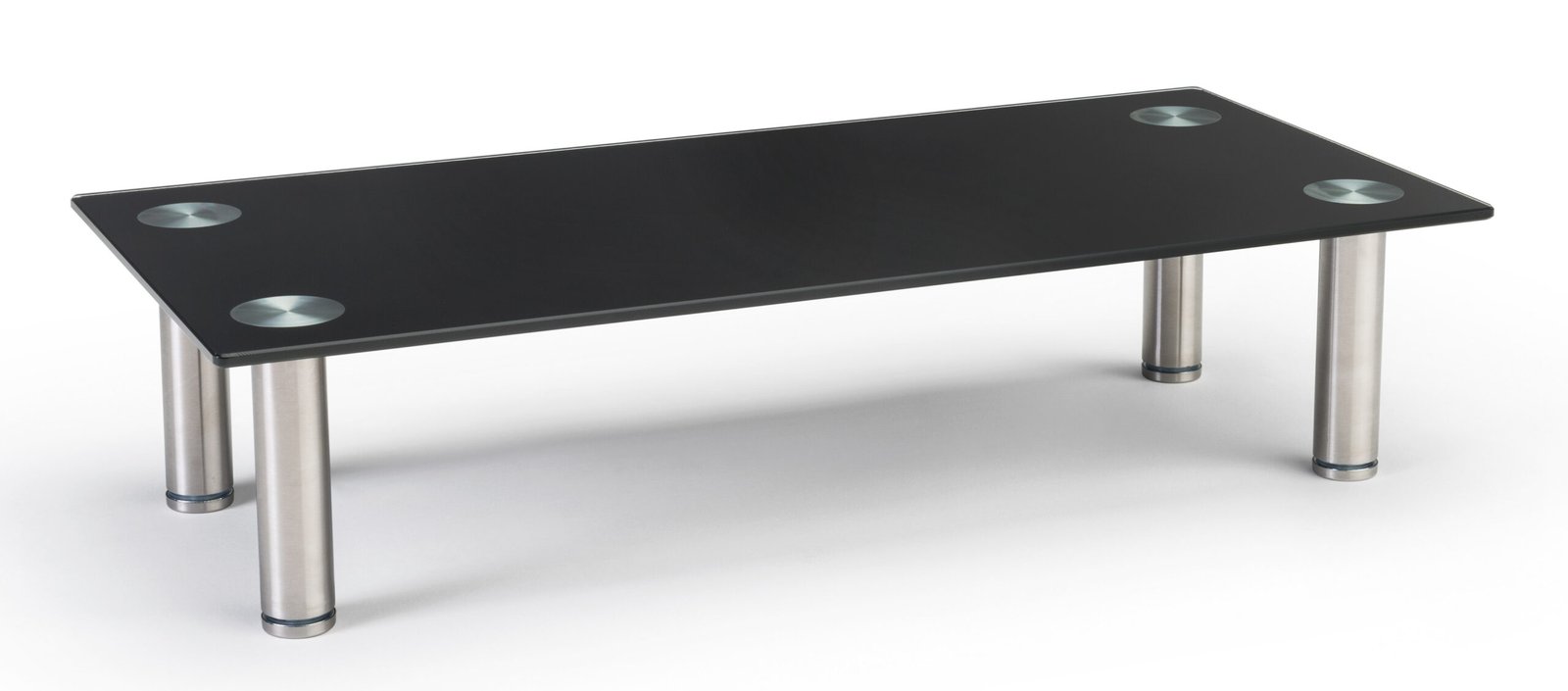 Tempered Glass Monitor Riser, (4) Silver Standoffs - Black
