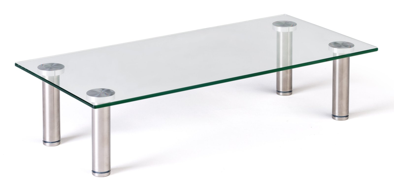 Tempered Glass Monitor Riser, (4) Silver Standoffs - Black