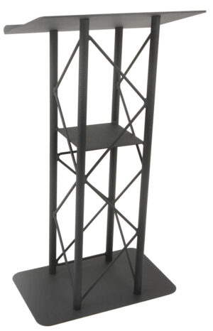 Truss Lectern with Interior Shelf, Open Front - Black