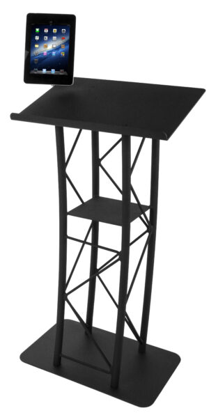 Truss Podium with iPad Enclosure Clamp - Black