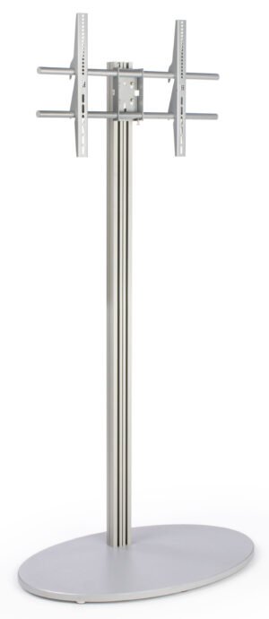 TV Stand with Oval Base, Fits Monitors 42” to 60” – Silver