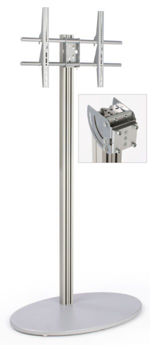 TV Stand with Oval Base, Fits Monitors 42” to 60” – Silver