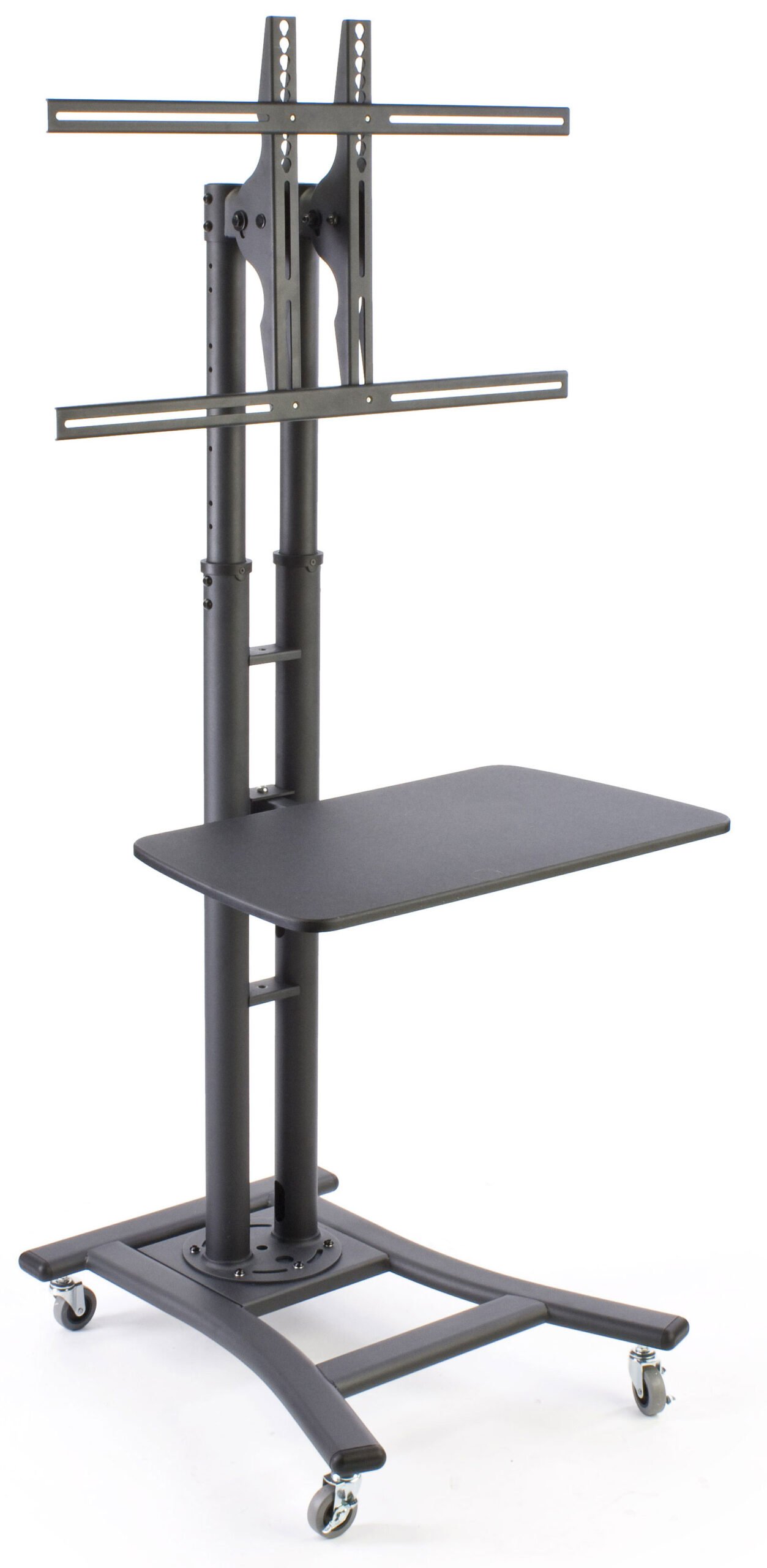 TV Stand with Shelf, Fits Monitors 37” to 65”, Wheels – Black