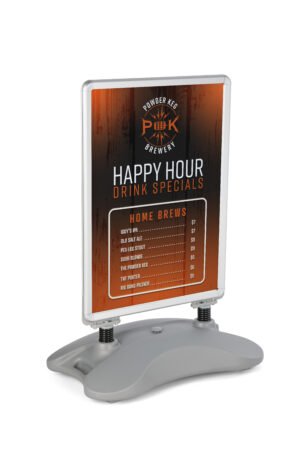 Weighted Sidewalk Sign Stand, Double Sided, Fillable Base - Gray