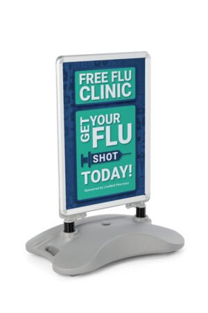 Weighted Sidewalk Sign Stand, Double Sided, Fillable Base - Gray