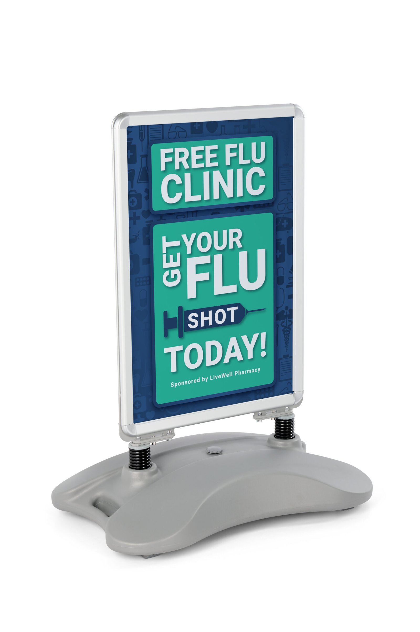 Weighted Sidewalk Sign Stand, Double Sided, Fillable Base - Gray