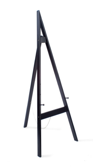 Wood Display Easel for Floor, Height Adjustable Pegs – Black