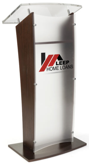 Wood Podium w/ Acrylic Front Panel, Custom Printed Graphics - Multiple Colors