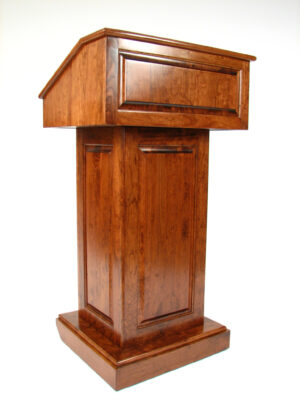 Wood Podium with Wheels, Convertible Design for Floor or Tabletop