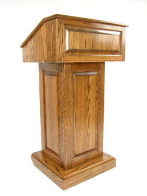 Wood Podium with Wheels, Convertible Design for Floor or Tabletop