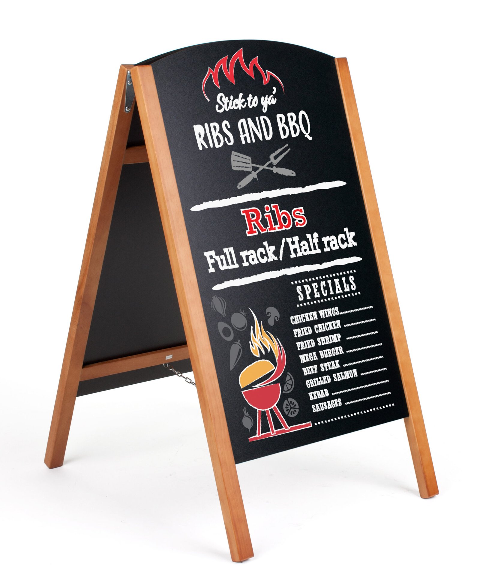 Write-On Board A-Frame, Chalk u0026 Wet Erase, Double Sided, Custom Print - Black