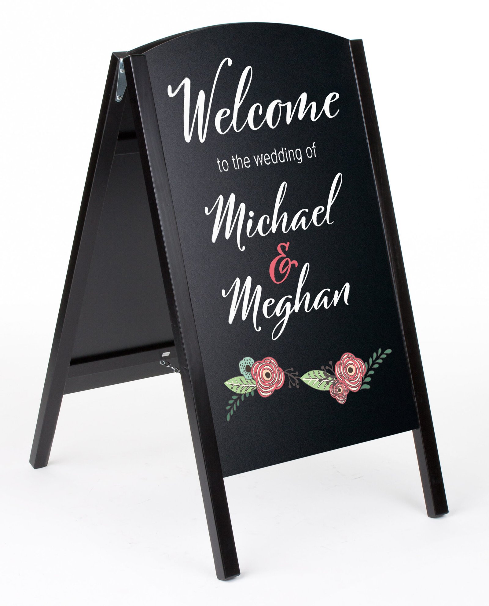 Write-On Board A-Frame, Chalk u0026 Wet Erase, Double Sided, Custom Print - Black