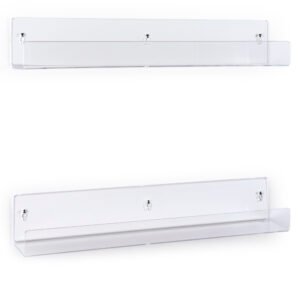 14 x 4 Acrylic Shelves, Wall Mounted, Dual Installation Options, Set of 3 - Clear