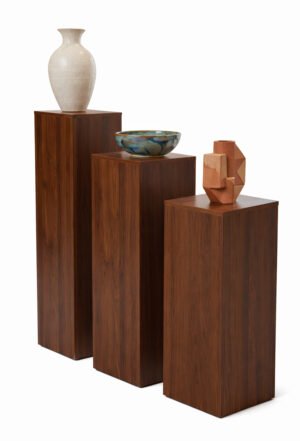 3-Piece Wood Grain Pedestal Set with Tiered Heights, 12.5