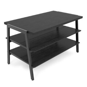 3-Shelf Retail Display Table, Metal and Wood Construction, Extendable Shelves