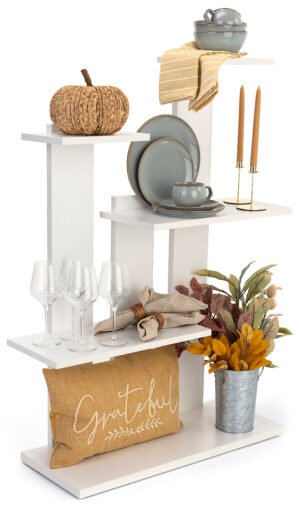 4-Tier Shelving Unit, Floor Standing, Laminated Particle Board - White