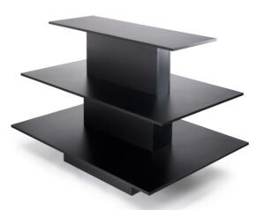 60 x 42 Tiered Display Table w/ 3 Shelves, Rectangular - Black
