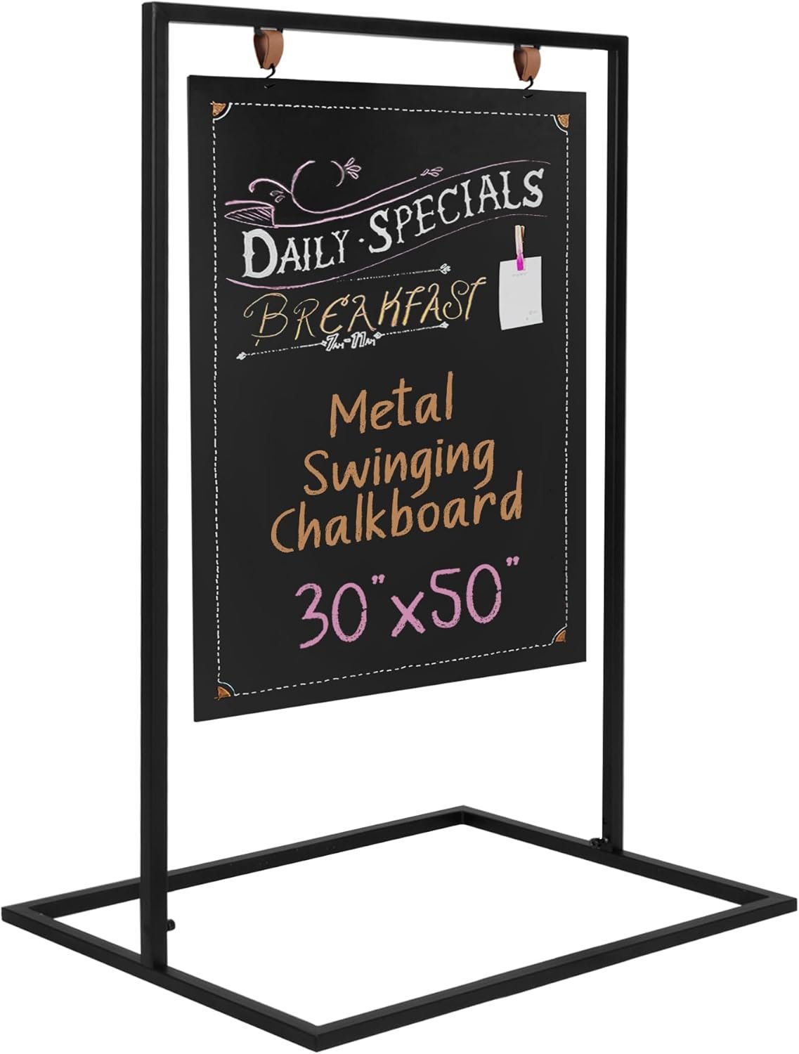 Metal Double Sided Swinging Chalkboard Sign - 30x50 Inch Magnetic Sidewalk Sign - A Frame Chalkboard Alternative Menu Board for Restaurant