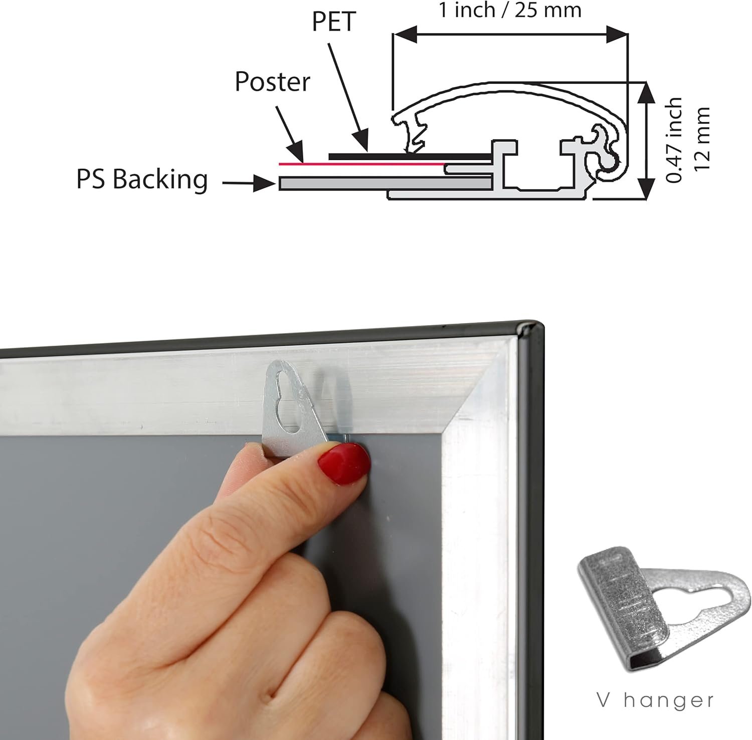 Snap Poster Frame 27x40 Inch Black 1" Aluminum Profile Front Loading Wall Mounting Photo Picture Document Certificate Sign Holder Mitered Corner Anti Glare Cover - Image 4