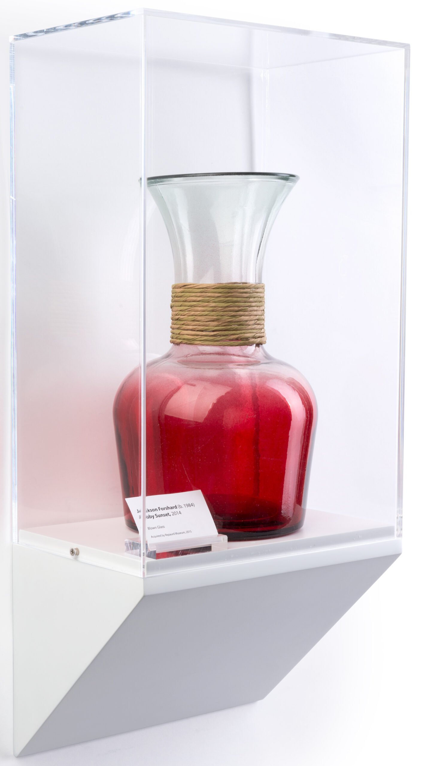 8”w Wall Wedge Display Case w/ MDF Base and Lift Off Acrylic Vitrine - White