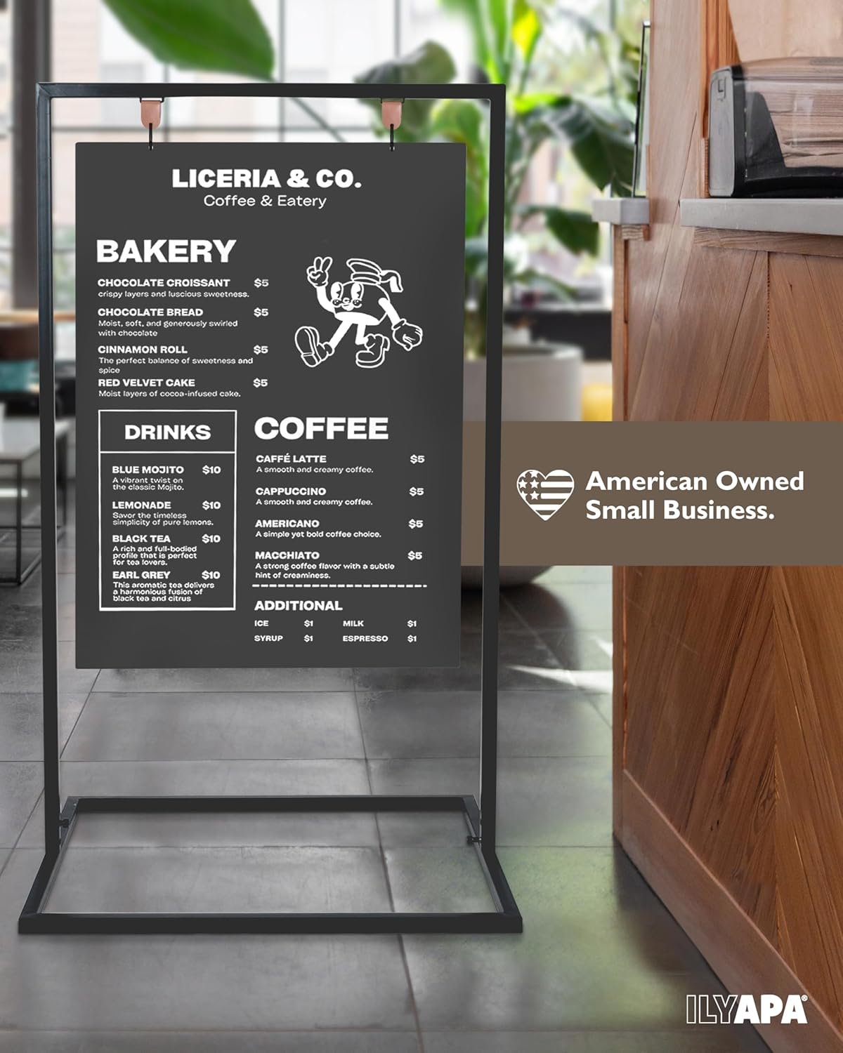 Metal Double Sided Swinging Chalkboard Sign - 30x50 Inch Magnetic Sidewalk Sign - A Frame Chalkboard Alternative Menu Board for Restaurant - Image 3