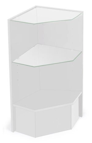 Corner Retail Display with MDF Construction and Two Adjustable Tempered Glass Shelves