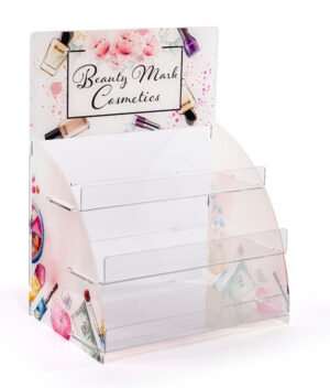 Countertop Acrylic Display with Custom Print, 3 Tiers – Clear