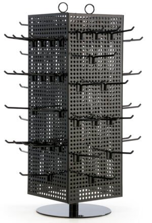 Countertop Pegboard Spinner Rack, Magnetic, 60 Hooks - Black