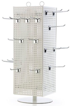 Countertop Pegboard Spinner Rack, Magnetic, 60 Hooks – Black with Chrome