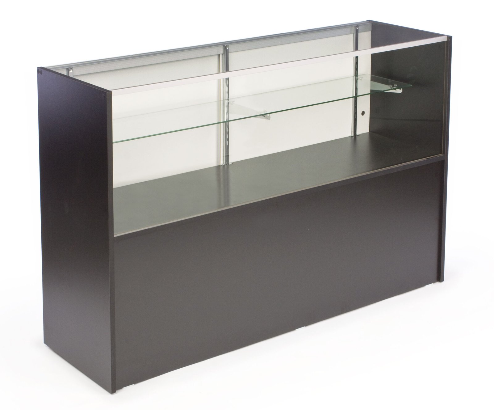 Display Cases w/ Black Finish, Adjustable Tempered Glass Shelf u0026 Sliding Doors