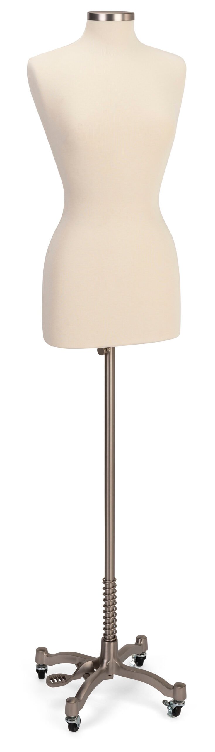 Female Dress Form with Wheeled Base, Adjustable Height - Black