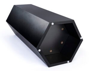 Hexagonal Display Pedestal, Laminated Particle Board, 3 Size Options - Black