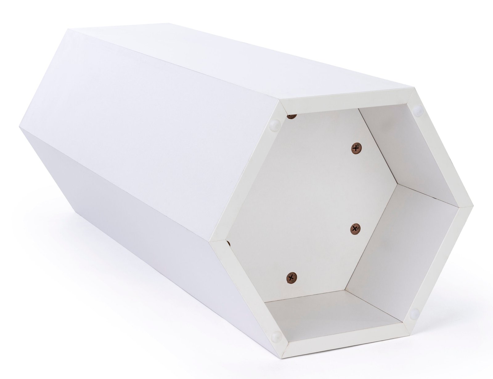 Hexagonal Display Pedestal, Laminated Particle Board, 3 Size Options - White