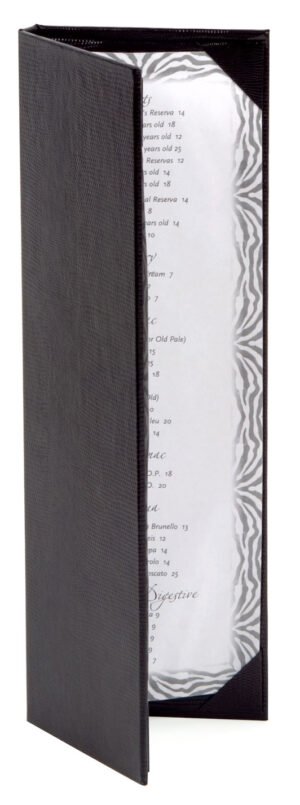 Menu Cover for 5 x 15 Menus, Photo Album Corners, Double Panel - Black