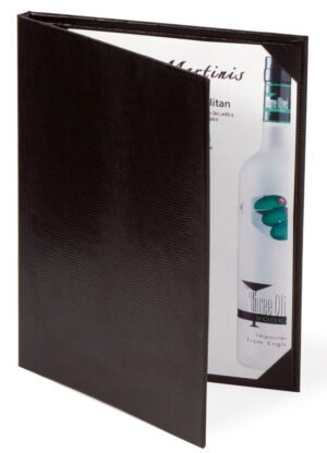 Menu Cover for 5 x 15 Menus, Photo Album Corners, Double Panel - Black