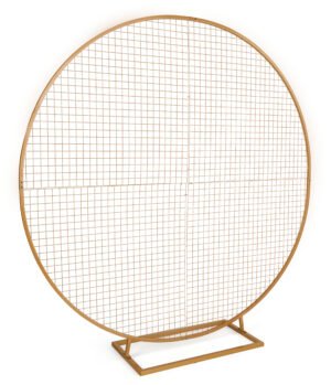 Metal Circle Gridwall Backdrop w/ Floor Standing Design - Gold or White