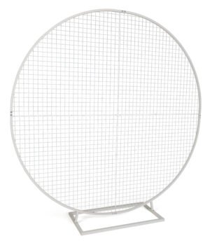 Metal Circle Gridwall Backdrop w/ Floor Standing Design - Gold or White