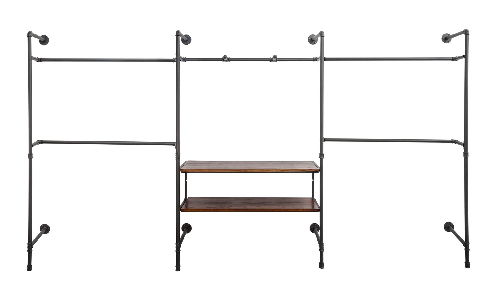 Pipeline Add-On as Set of 2 Shelves with Brackets – Dark Brown
