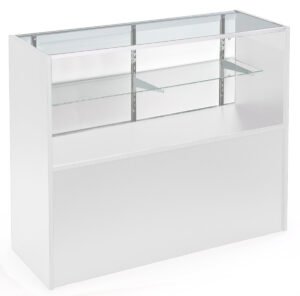 Retail Counter w/ Black Cabinet Base, Sliding Doors u0026 Adjustable Shelf