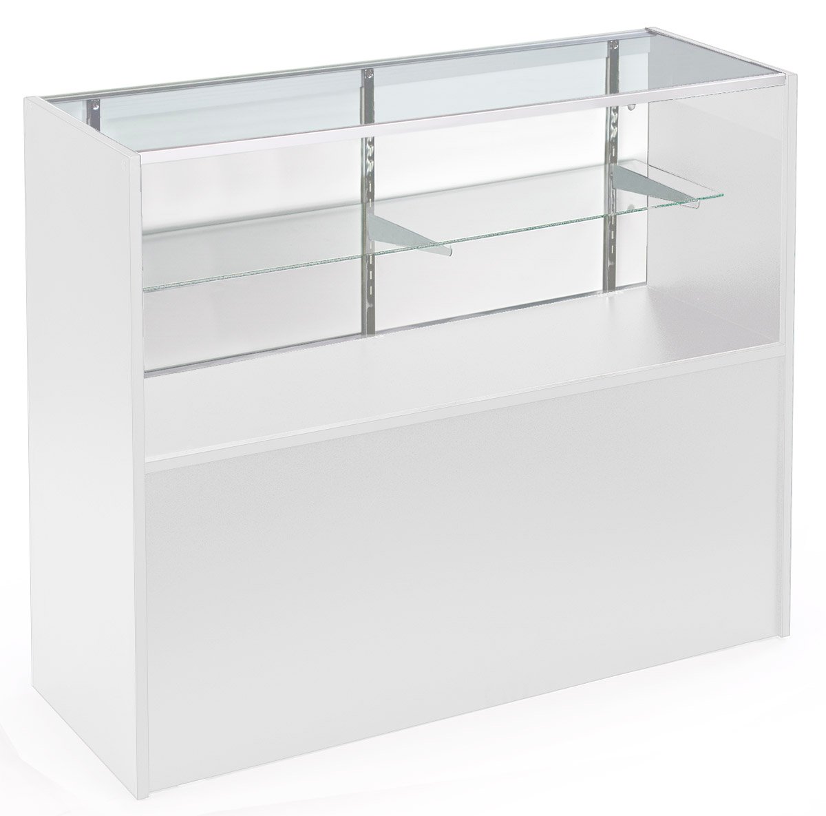 Retail Counter w/ Black Cabinet Base, Sliding Doors u0026 Adjustable Shelf