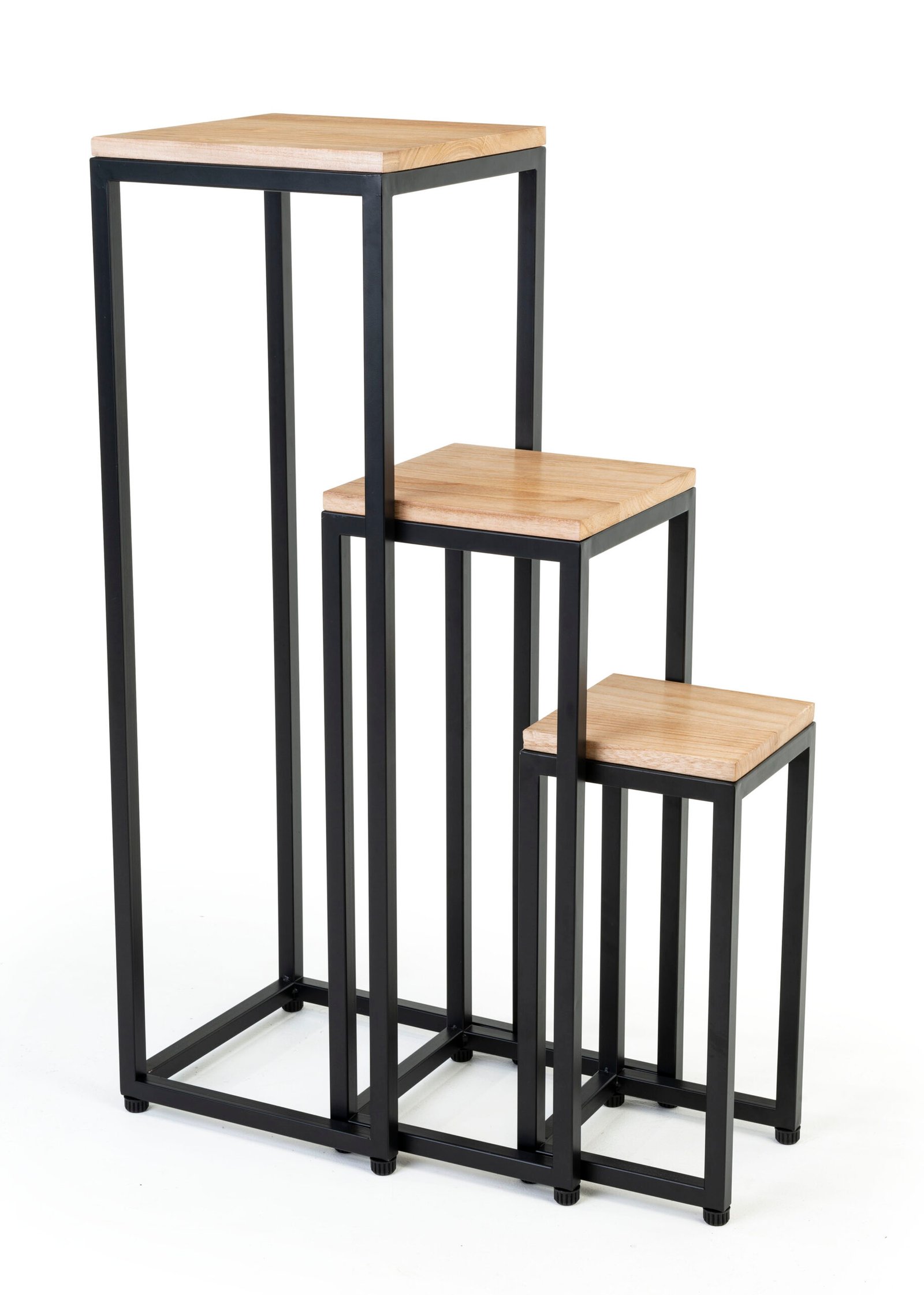 Wood Nesting Display Tables, Square, Set of 3 – Dark Brown Finish