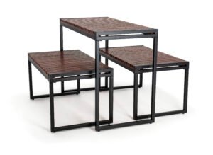 Wooden Nesting Display Tables, Rectangular, Set of 3 – Dark Brown
