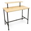 Wooden Pipeline Nesting Table w/ Removable Shelf, Rectangular, Metal Legs – Natural