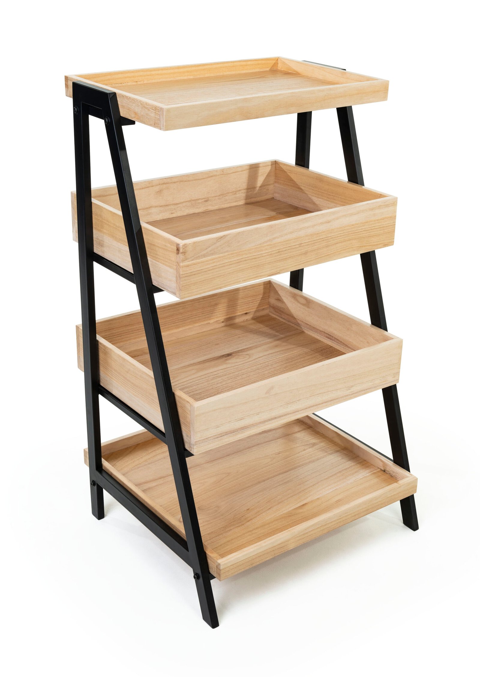 Wooden Retail Shelving Unit, 4 Shelves – Dark Brown