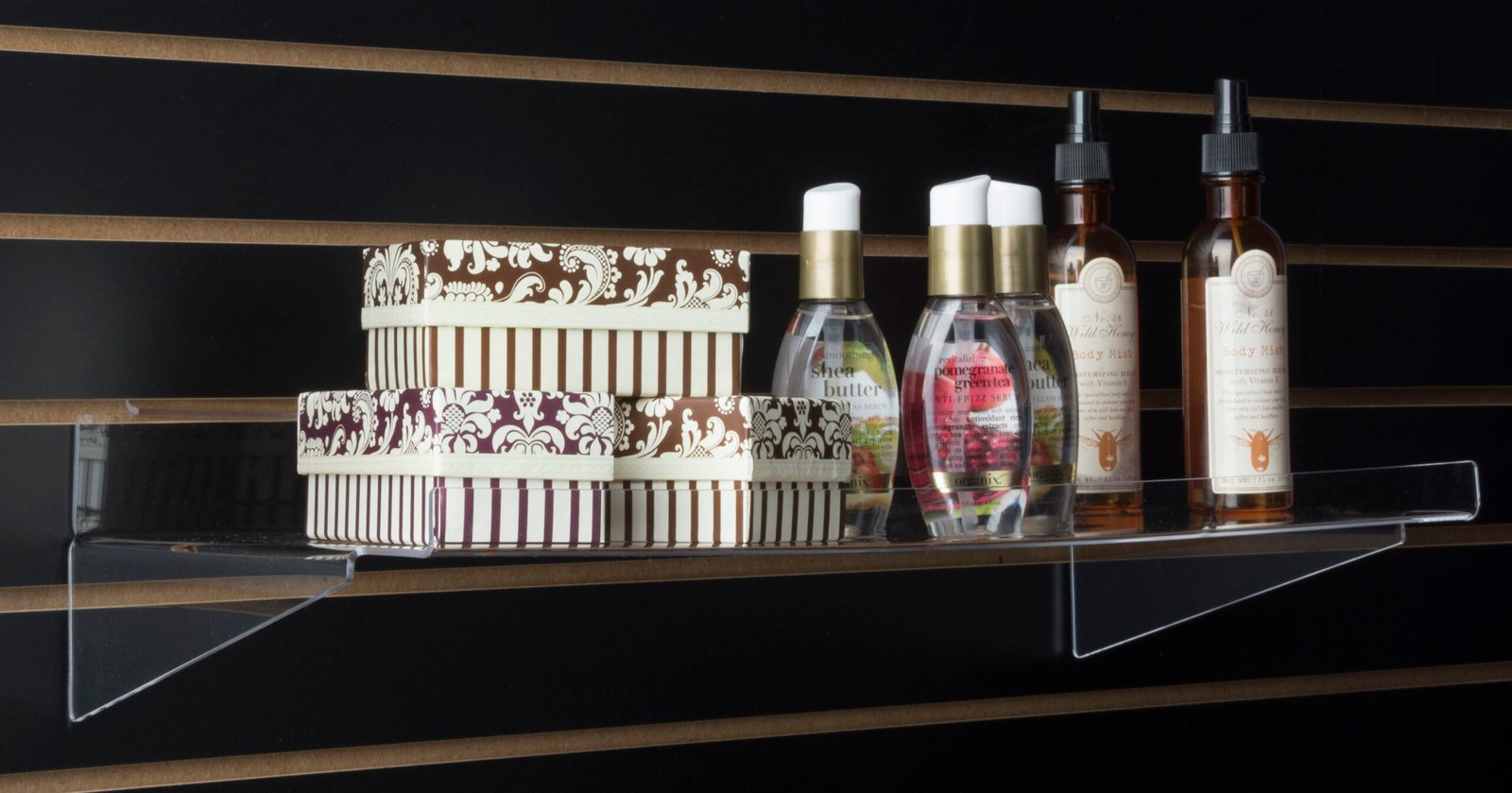 16 x 10 inch Slatwall Shelf - Clear Acrylic