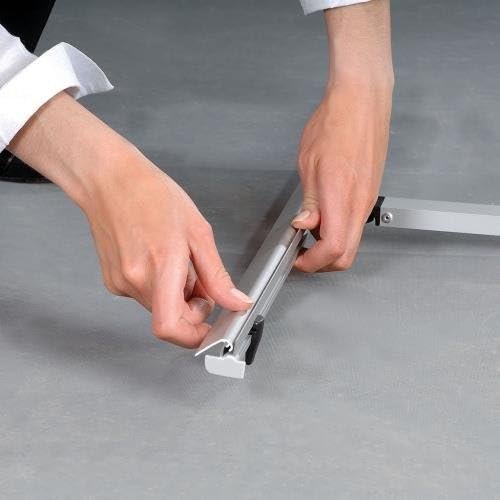 M&T Displays 31.50x78.74 inch L Shaped New Age Quick Banner Holder Stand for Convention Conference Trade Show Display Office Floor Standing Silver Anodized Aluminum Portrait Indoor - Image 7